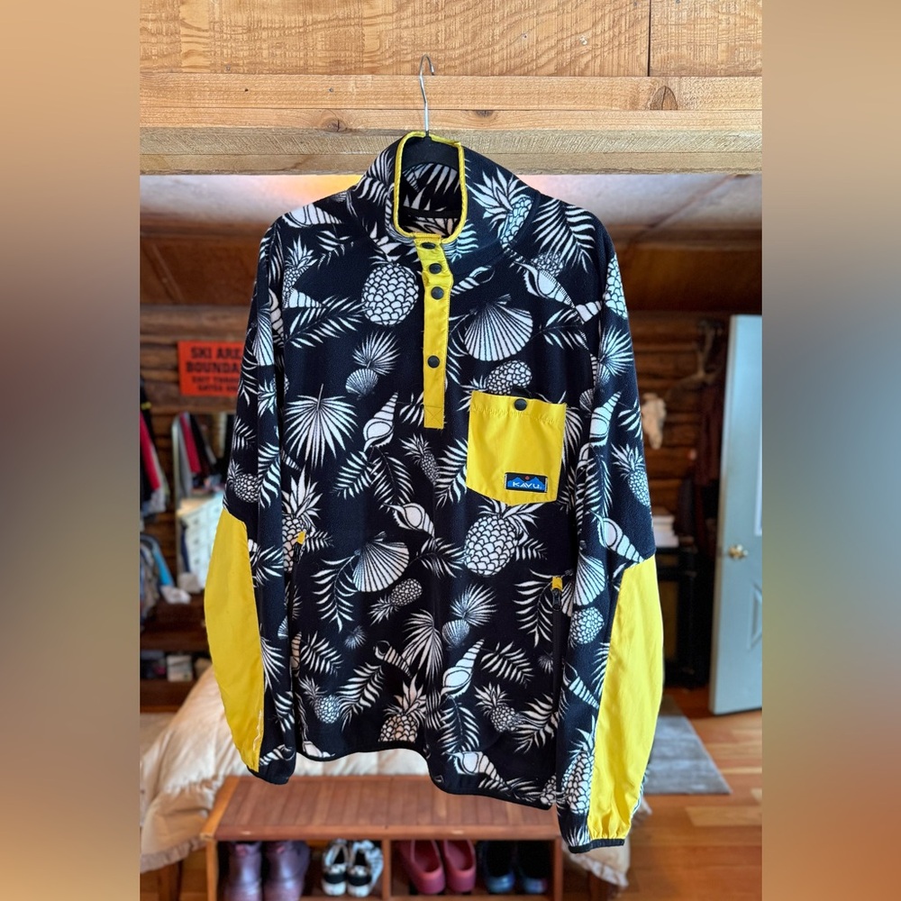 KAVU Teannaway fleece jacket pullover lightweight pineapple SIZED MENS MEDIUM